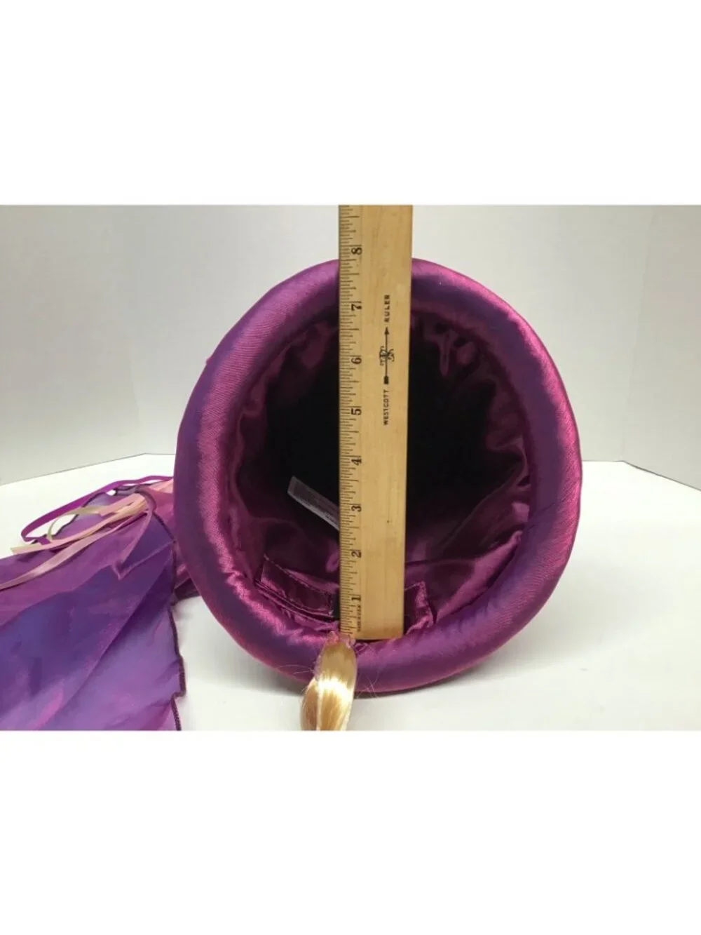 Disney Parks Rapunzel Hat with attached Flower and Ribbon Decorated Braid